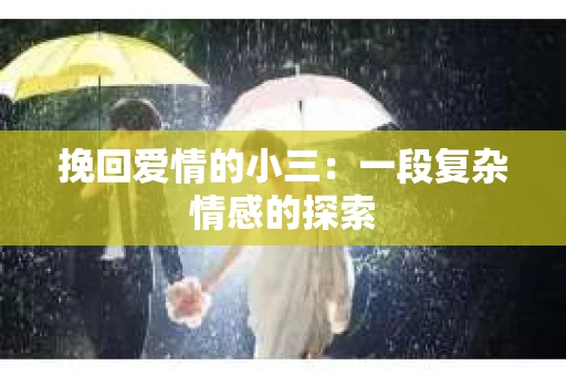 挽回爱情的小三：一段复杂情感的探索