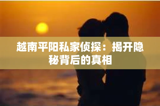 越南平阳私家侦探：揭开隐秘背后的真相